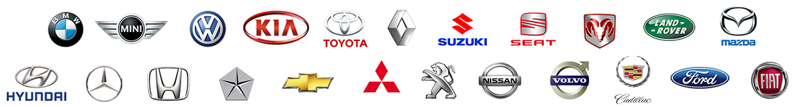 kia, nissan, bmw, mercedes benz, ford, chevrolet, fiat, suzuki, mazda, land rover, vw, audi, mini, toyota, hyundai, honda, peugeot, renault